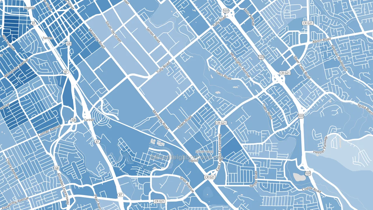 Garden-Villa Montery, San Jose, CA block-group political-lean map
