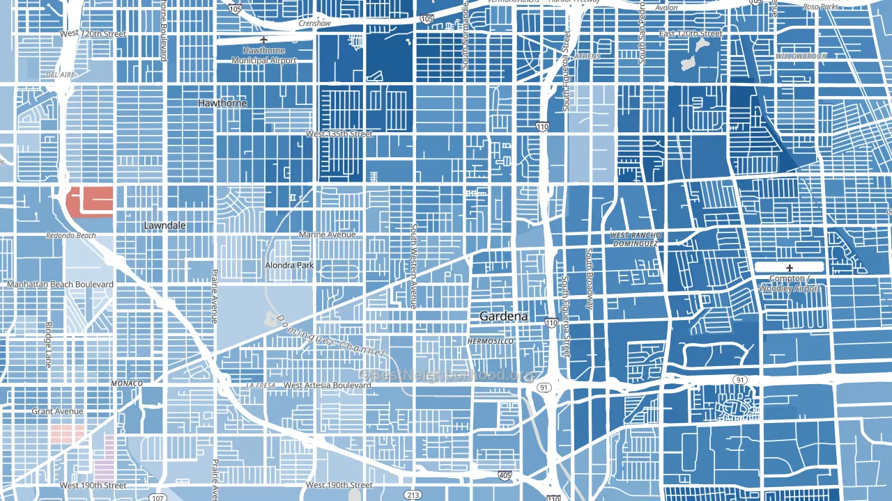 Gardena, CA block-group political-lean map