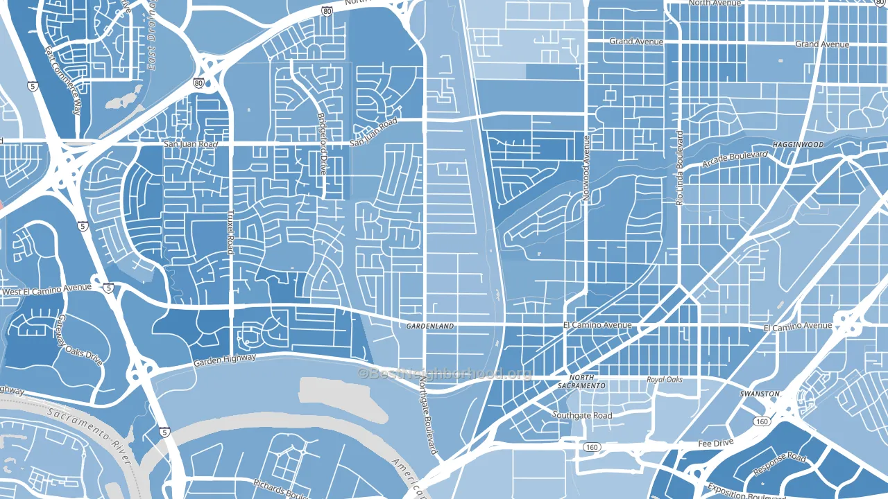 Gardenland, Sacramento, CA block-group political-lean map