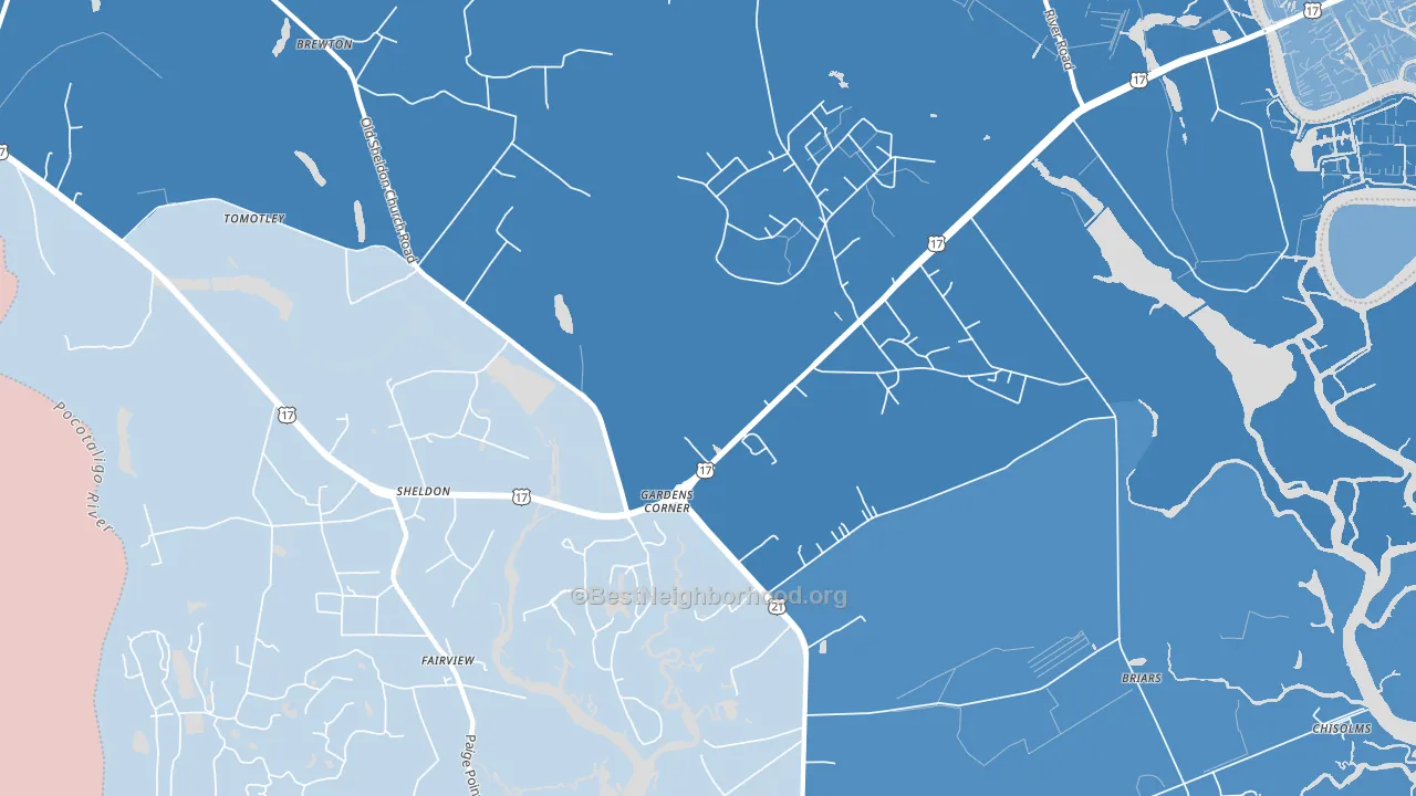 Gardens Corner, SC block-group political-lean map