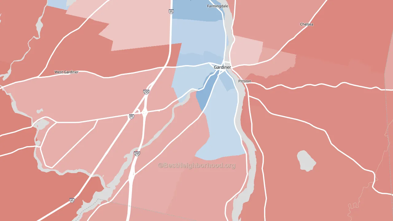 Gardiner, ME block-group political-lean map