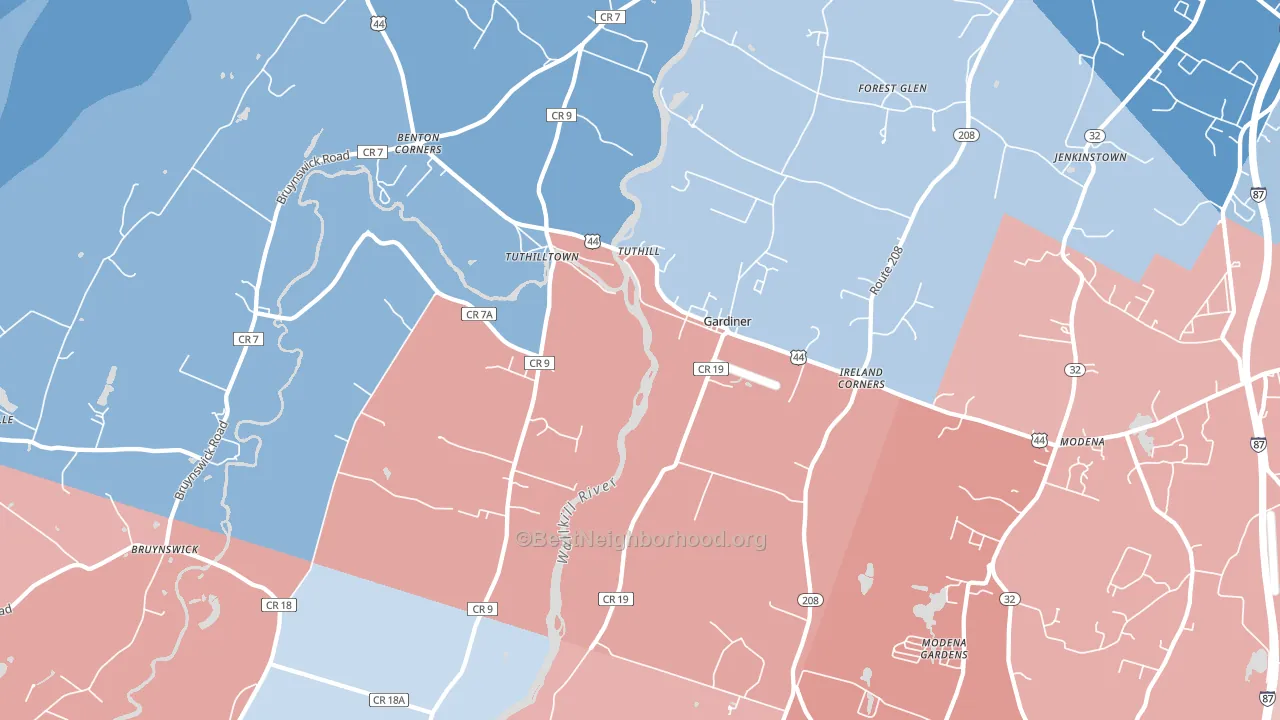 Gardiner, NY block-group political-lean map