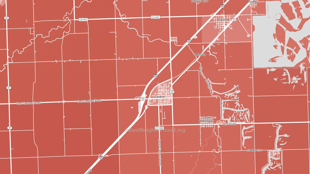 Gardner, IL block-group political-lean map