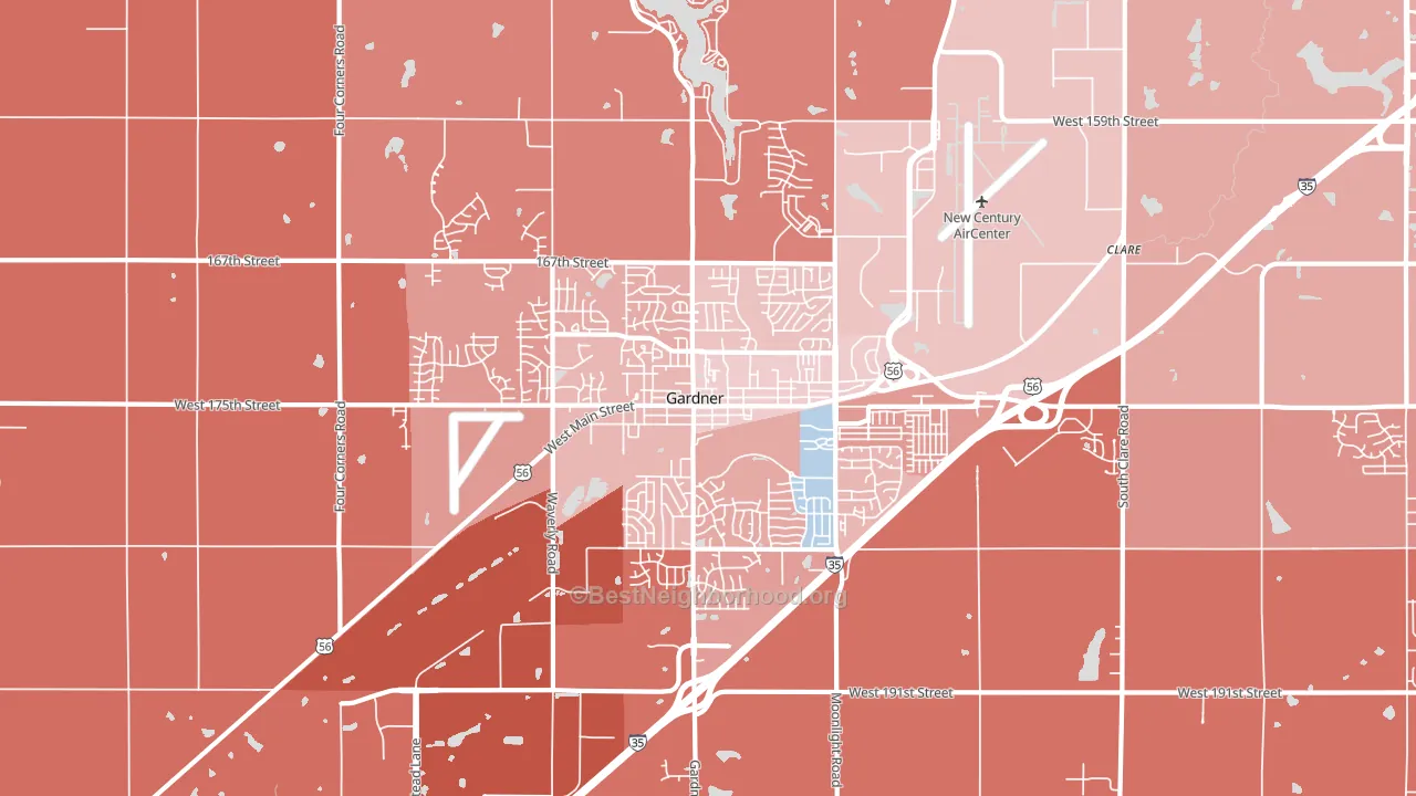 Gardner, KS block-group political-lean map