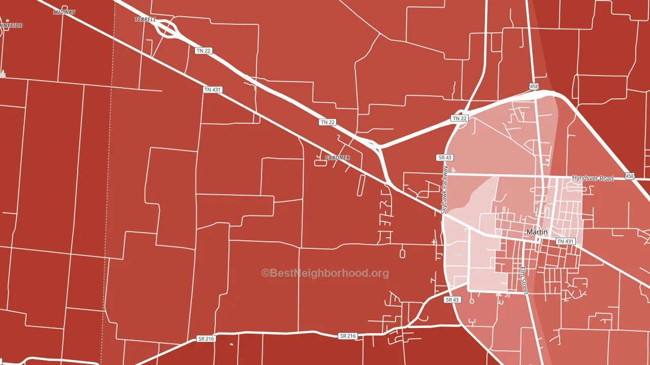 Gardner, TN block-group political-lean map