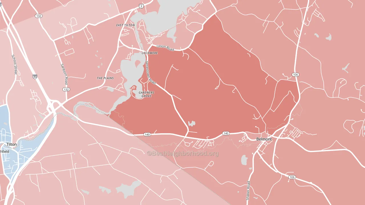 Gardners Grove, NH block-group political-lean map