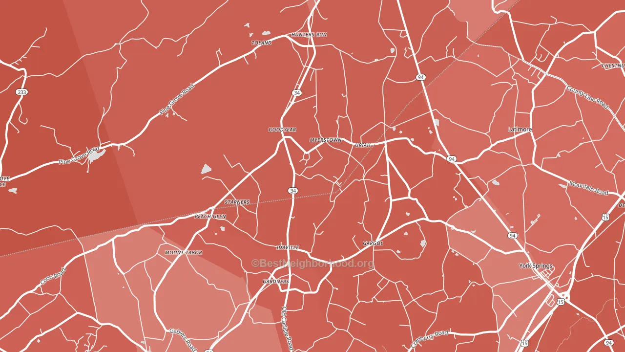 Gardners, PA block-group political-lean map