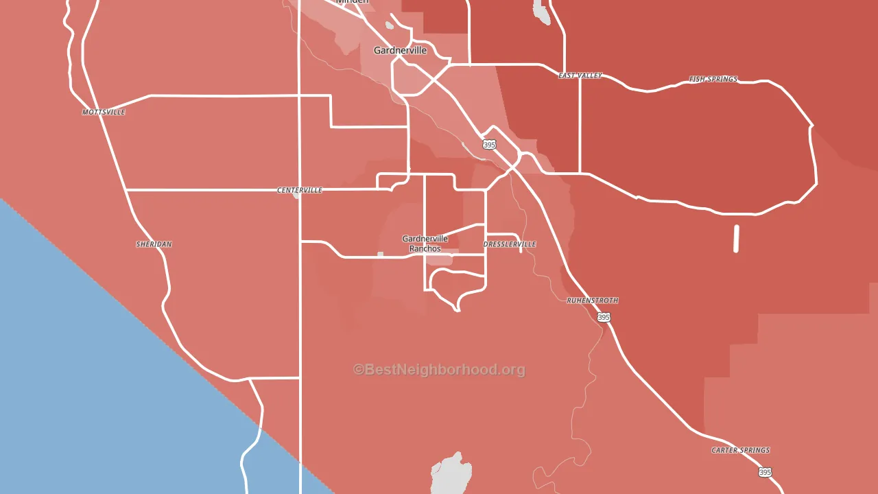 Gardnerville Ranchos, NV block-group political-lean map