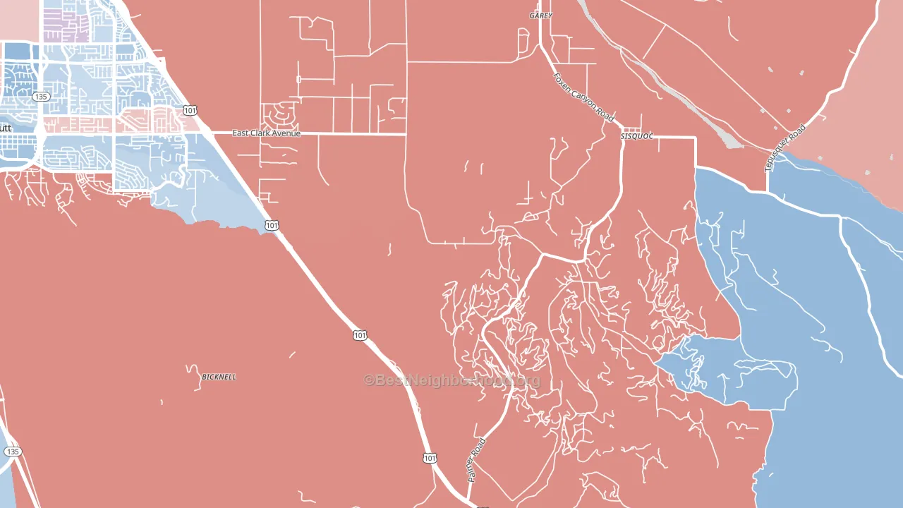 Garey, CA block-group political-lean map
