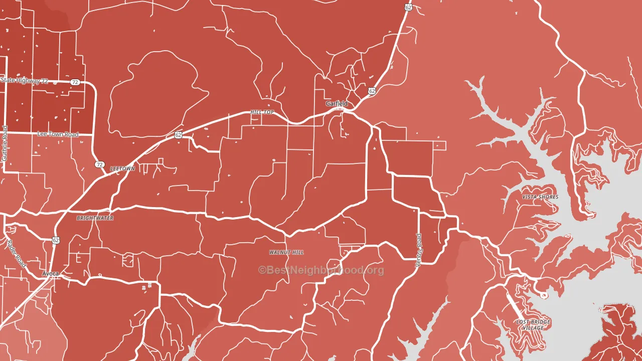 Garfield, AR block-group political-lean map