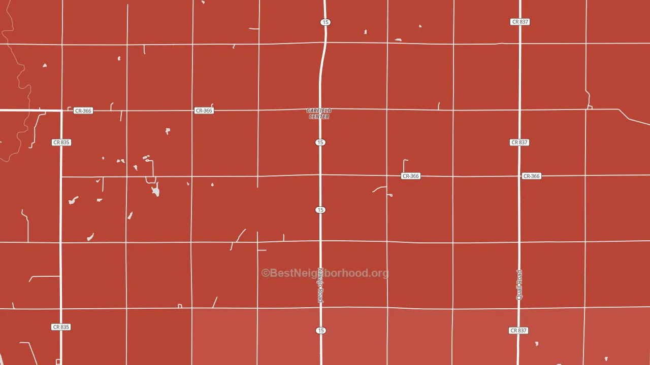 Garfield Center, KS block-group political-lean map