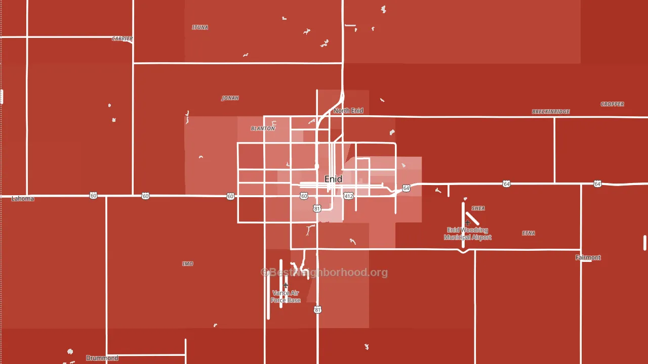 Garfield County, OK block-group political-lean map