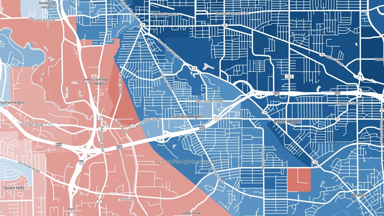Garfield Heights, OH block-group political-lean map