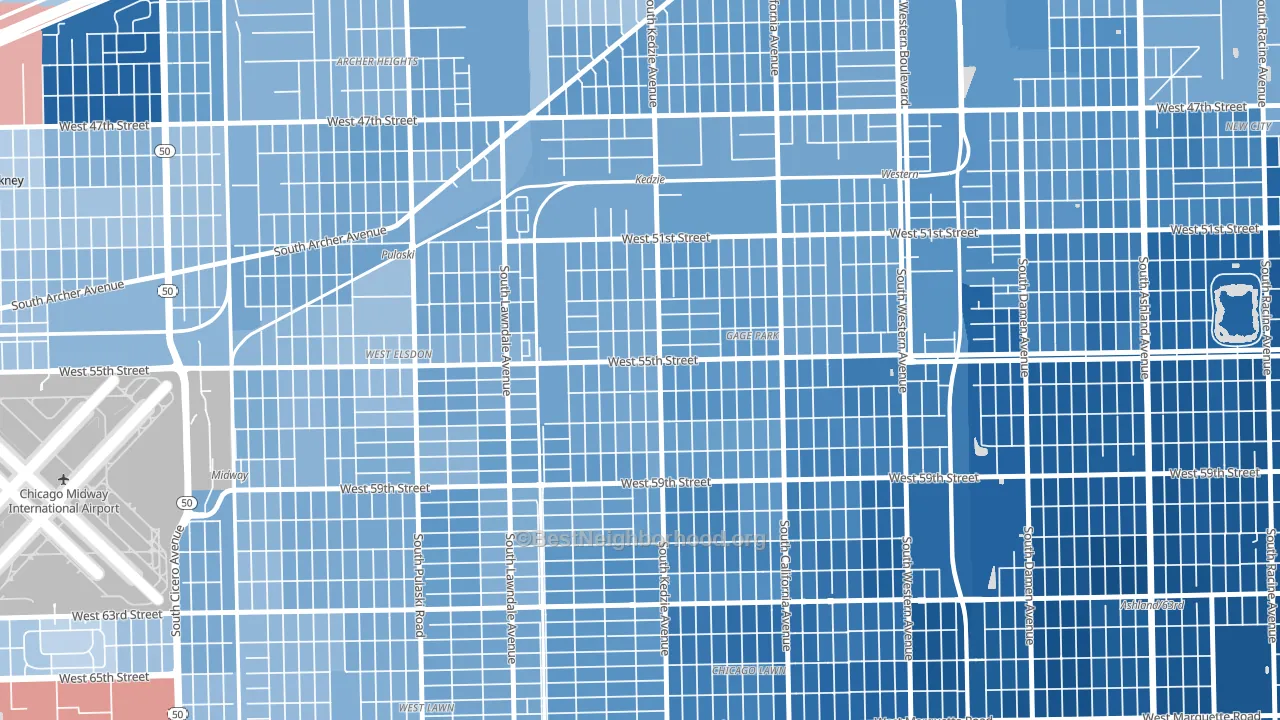 Garfield Manor, Chicago, IL block-group political-lean map