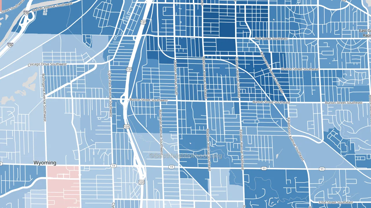 Garfield Park, Grand Rapids, MI block-group political-lean map