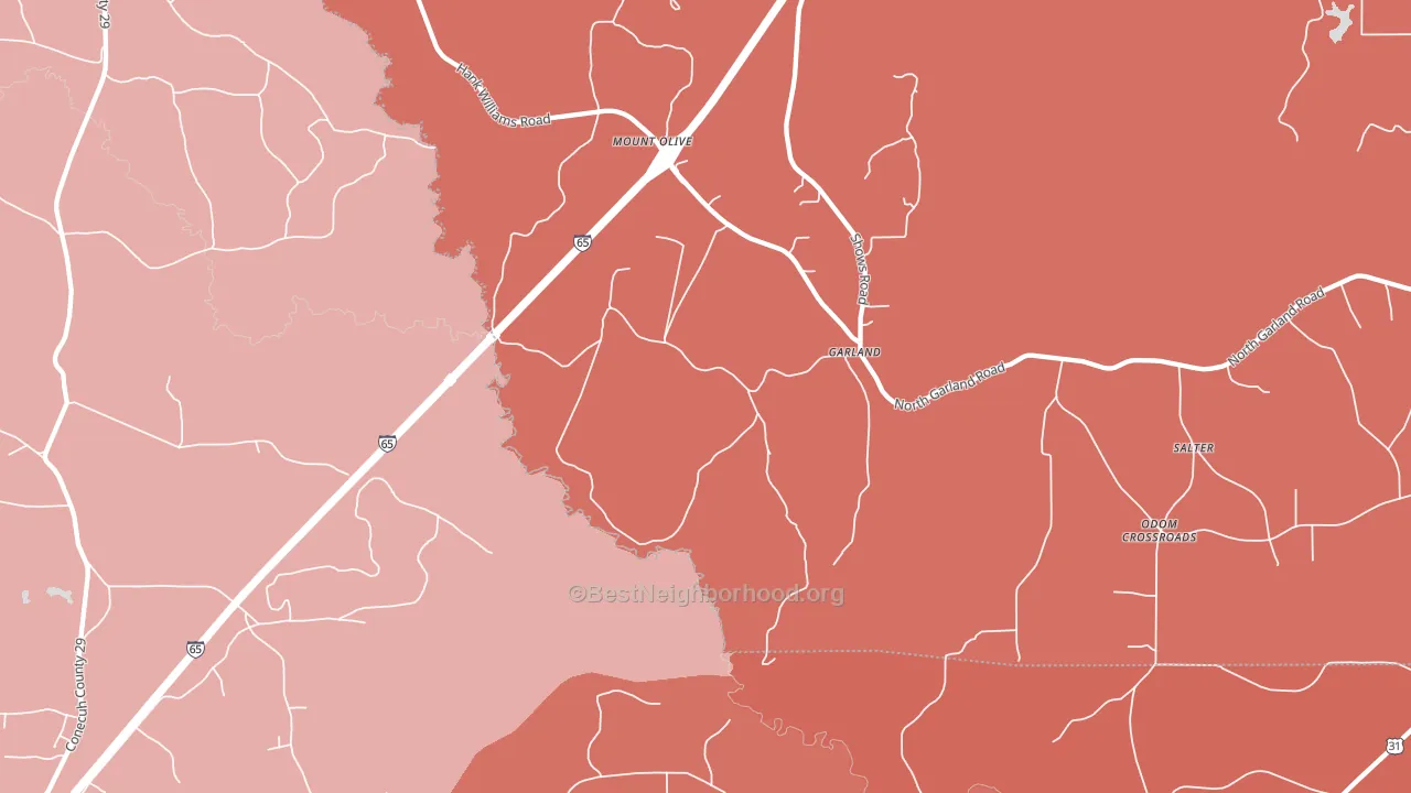 Garland, AL block-group political-lean map