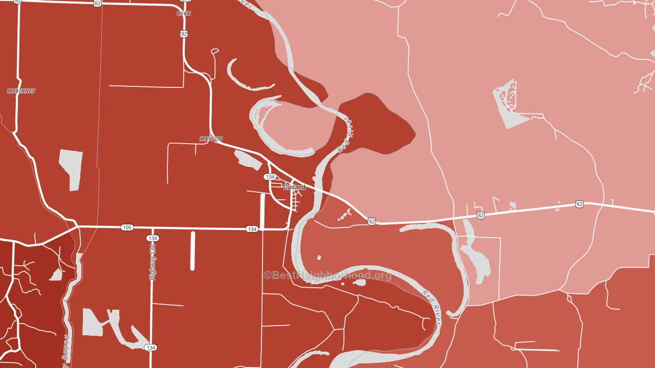 Garland, AR block-group political-lean map