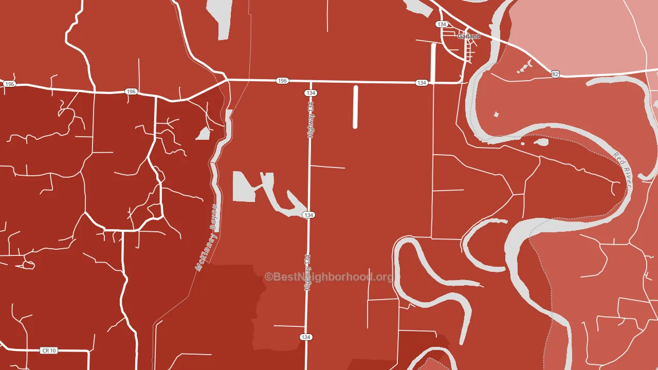 Garland City, AR block-group political-lean map