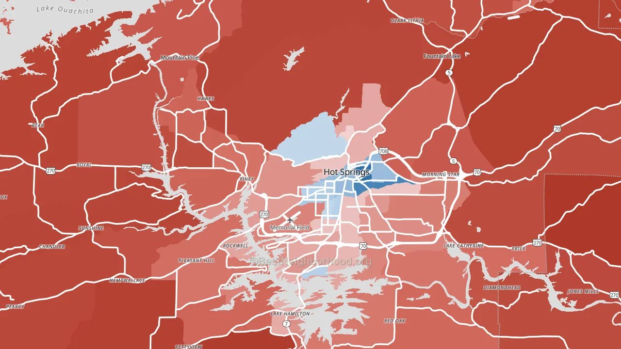 Garland County, AR block-group political-lean map