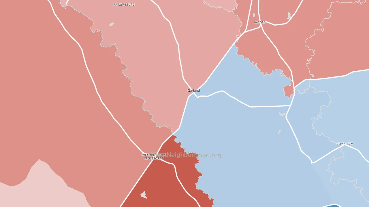 Garland, NC block-group political-lean map