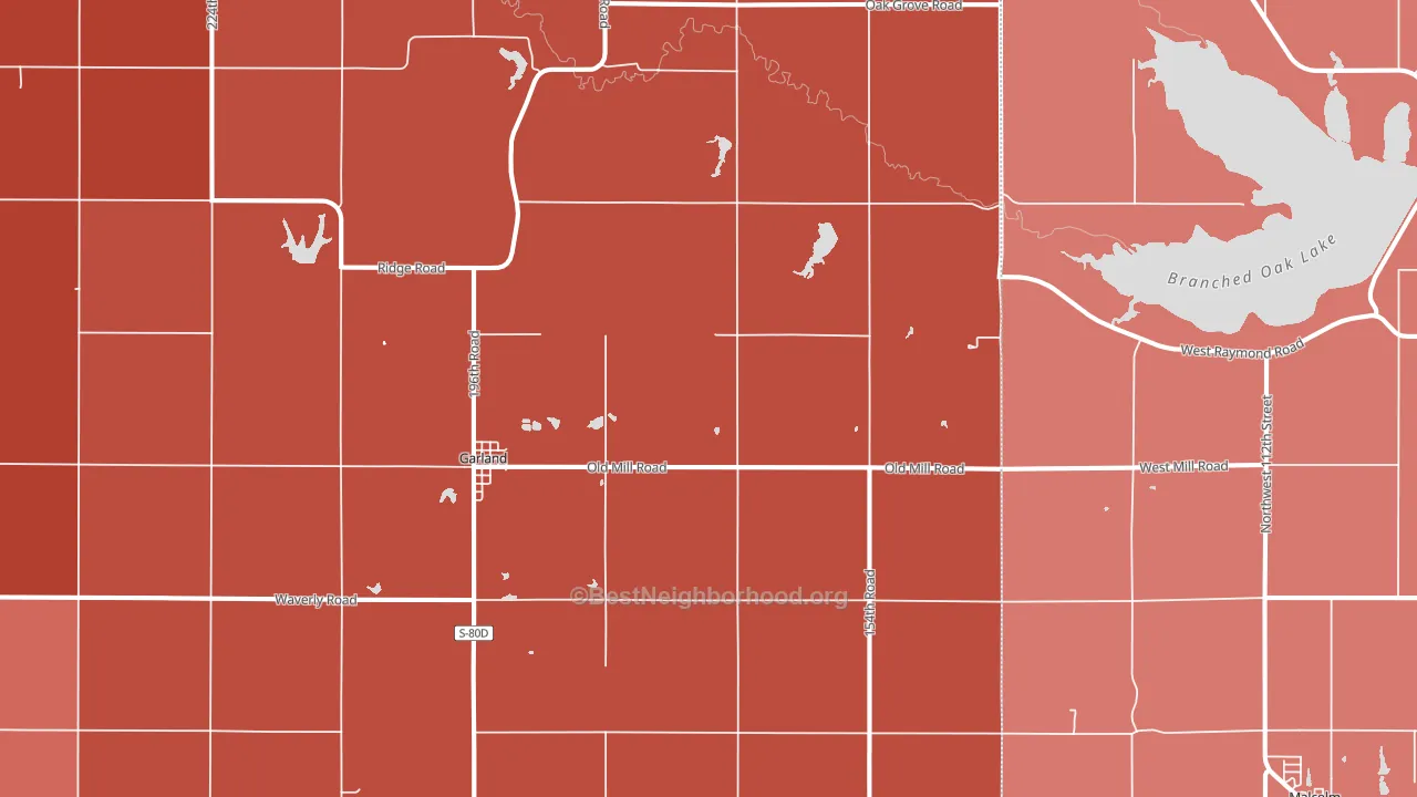 Garland, NE block-group political-lean map