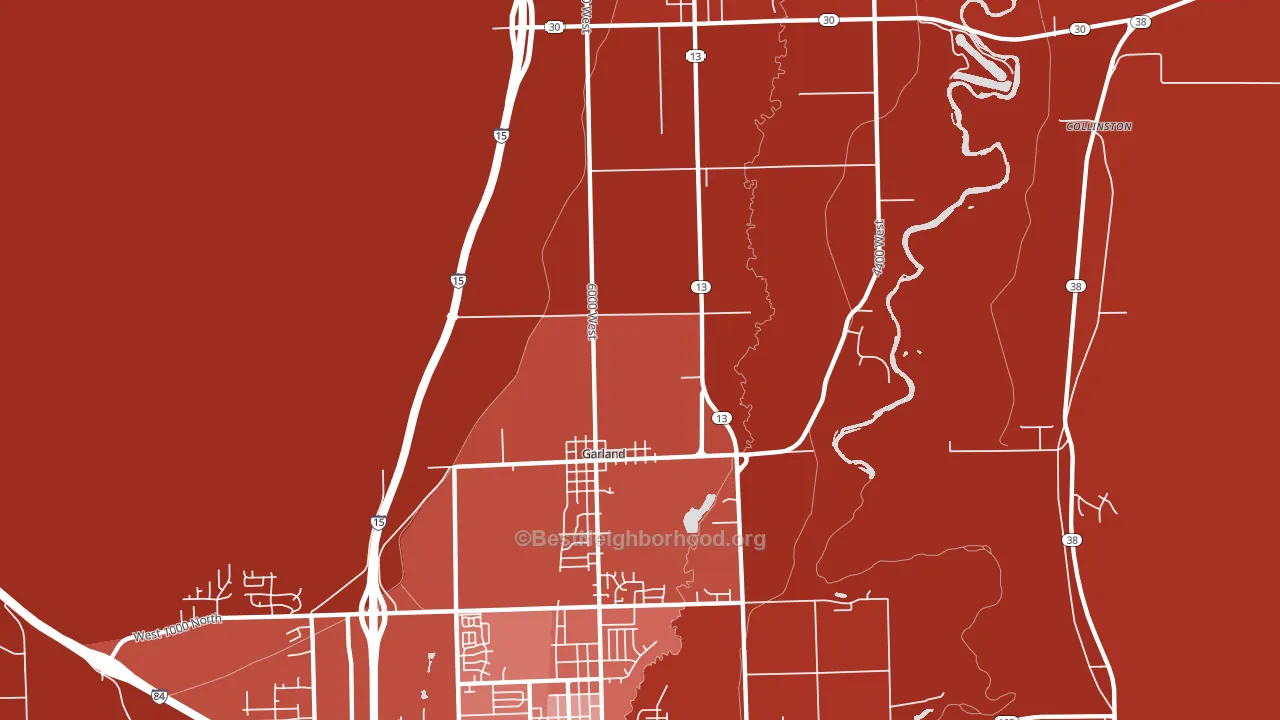 Garland, UT block-group political-lean map