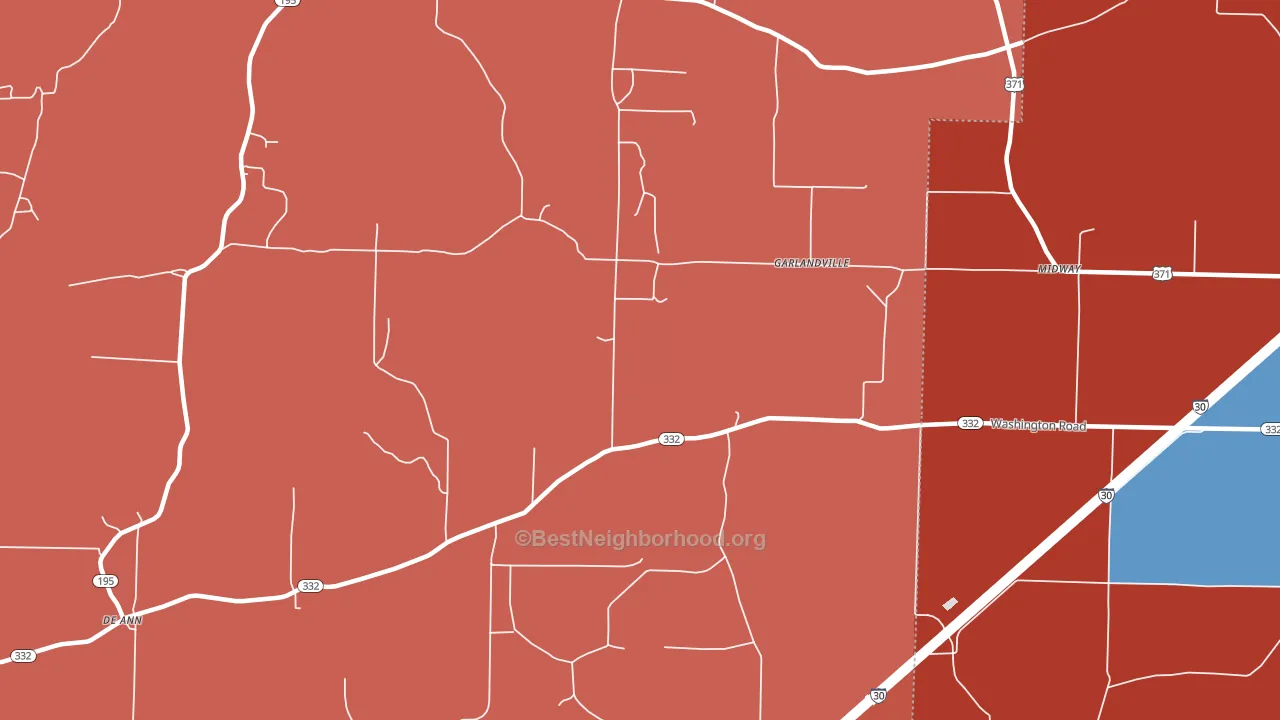 Garlandville, AR block-group political-lean map