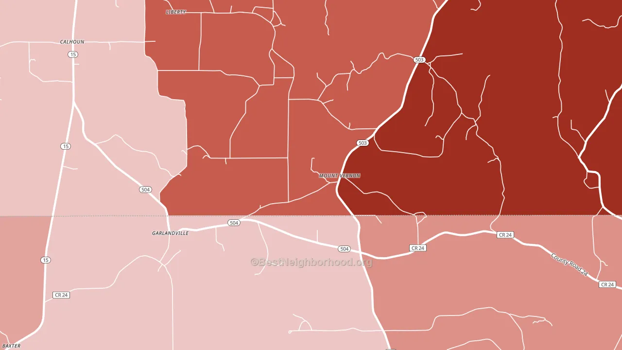 Garlandville, MS block-group political-lean map