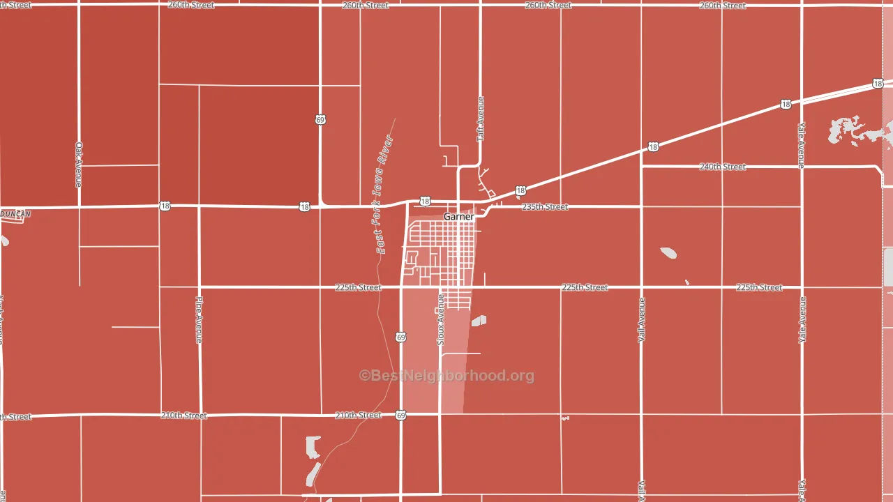Garner, IA block-group political-lean map