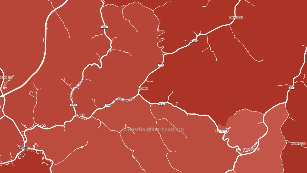 Garner, KY block-group political-lean map