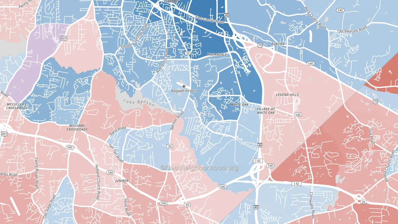 Garner, NC block-group political-lean map