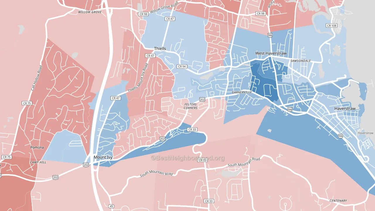 Garnerville, NY block-group political-lean map