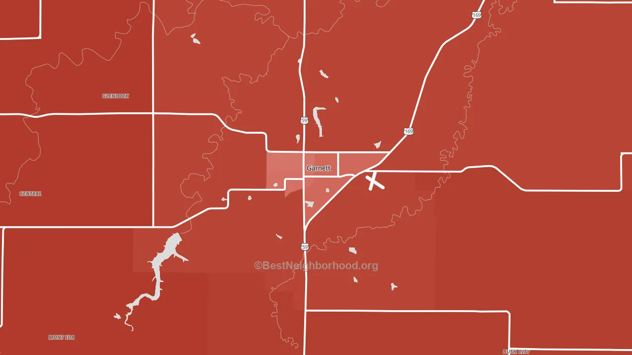 Garnett, KS block-group political-lean map