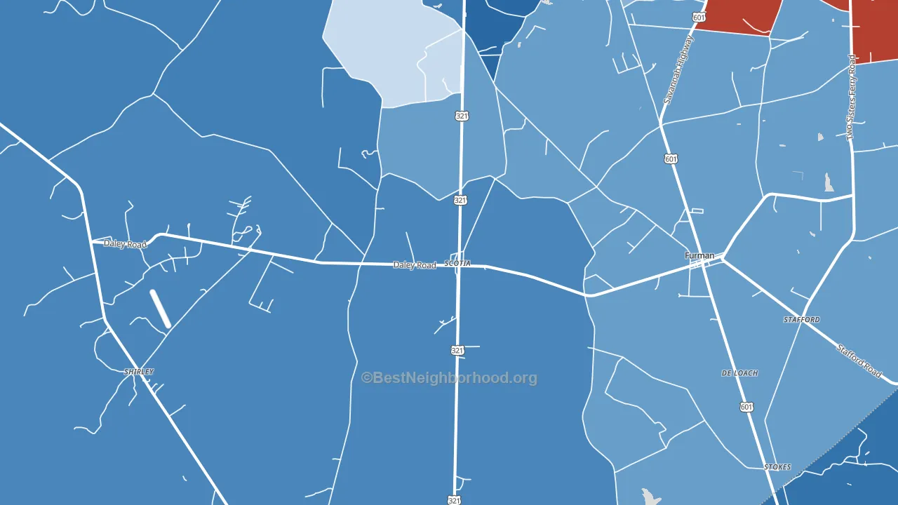 Garnett, SC block-group political-lean map