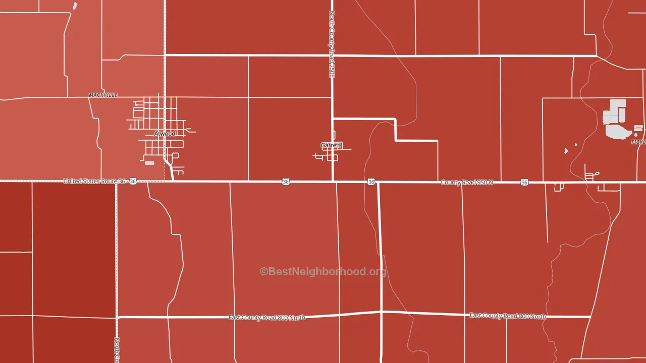 Garrett, IL block-group political-lean map