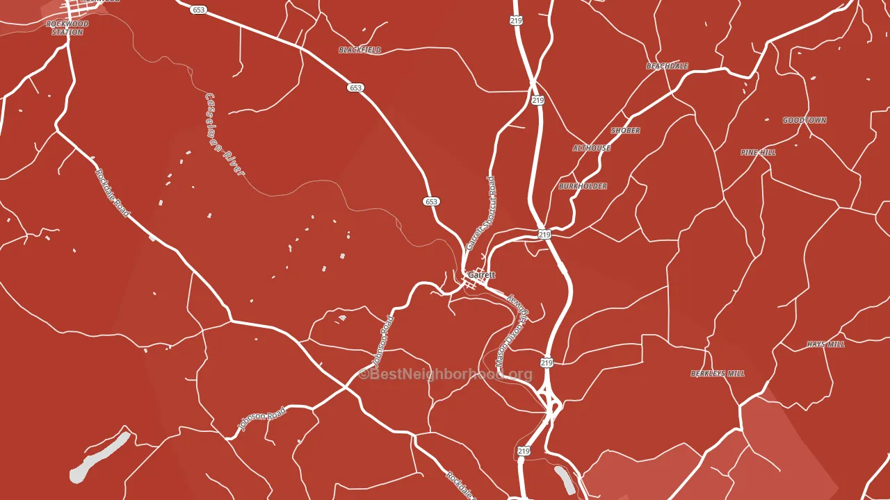 Garrett, PA block-group political-lean map