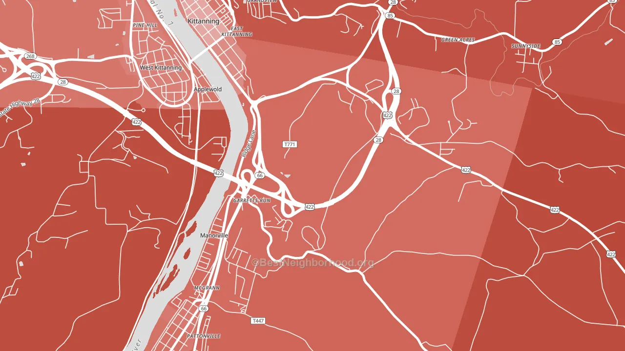 Garretts Run, PA block-group political-lean map