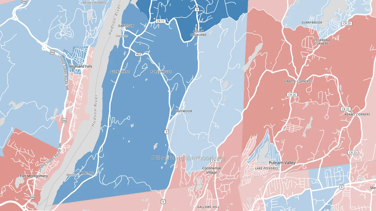 Garrison, NY block-group political-lean map