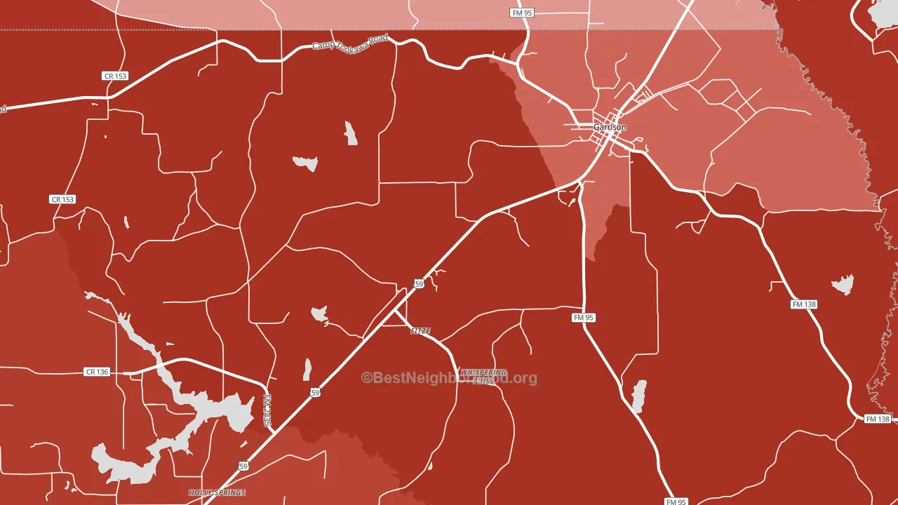 Garrison, TX block-group political-lean map