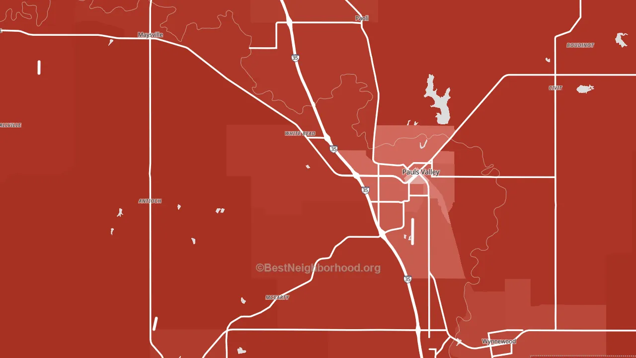 Garvin County, OK block-group political-lean map