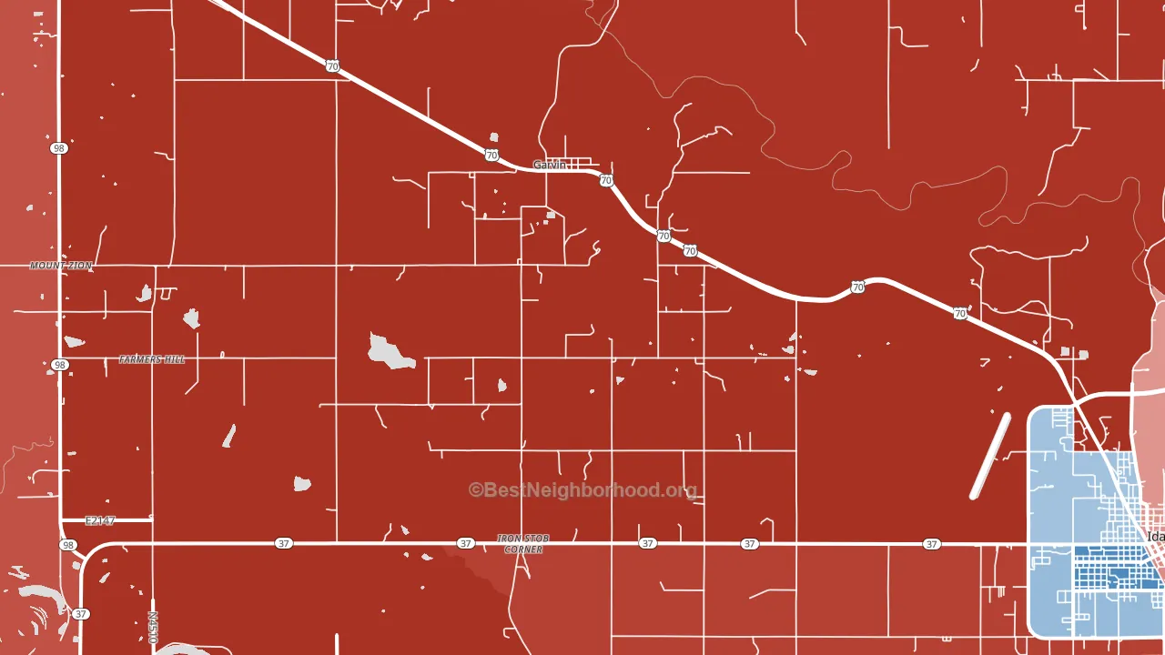 Garvin, OK block-group political-lean map