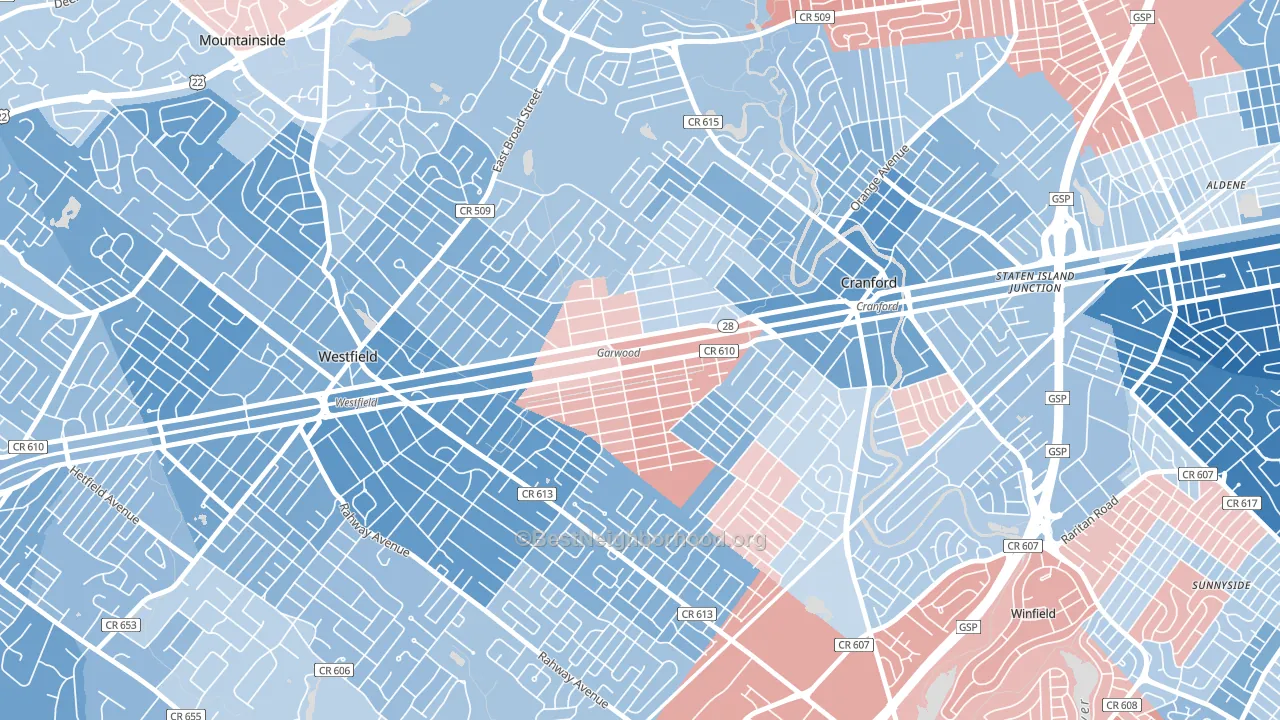 Garwood, NJ block-group political-lean map