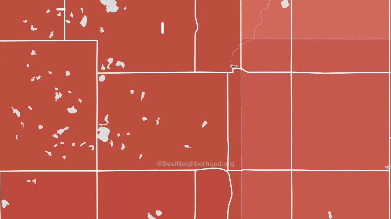 Gary, SD block-group political-lean map