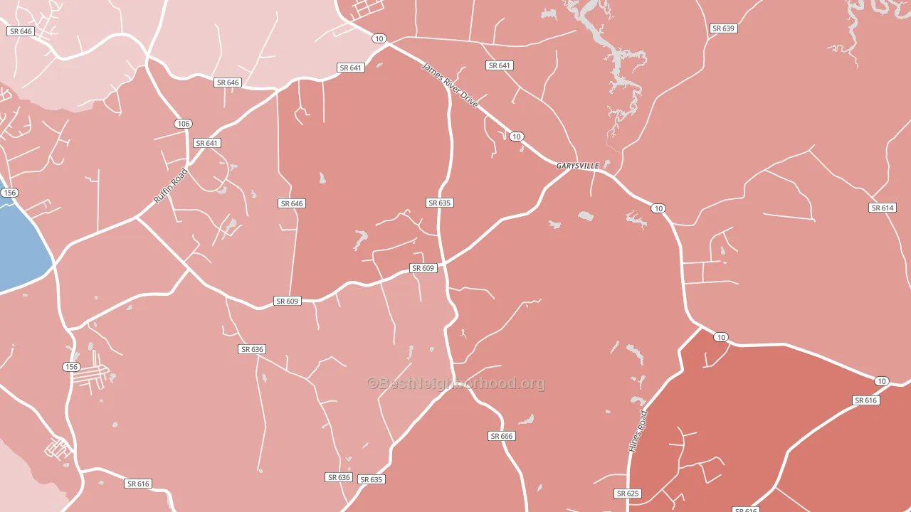 Garysville, VA block-group political-lean map