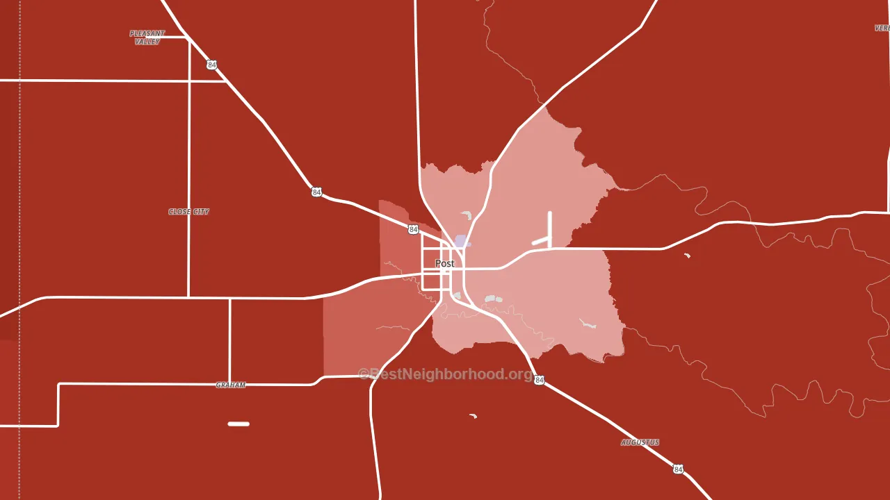 Garza County, TX block-group political-lean map