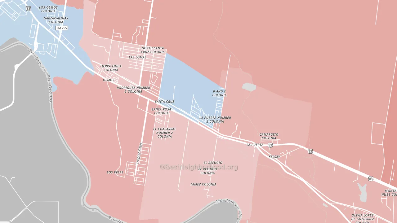 Garza-Salinas II, TX block-group political-lean map