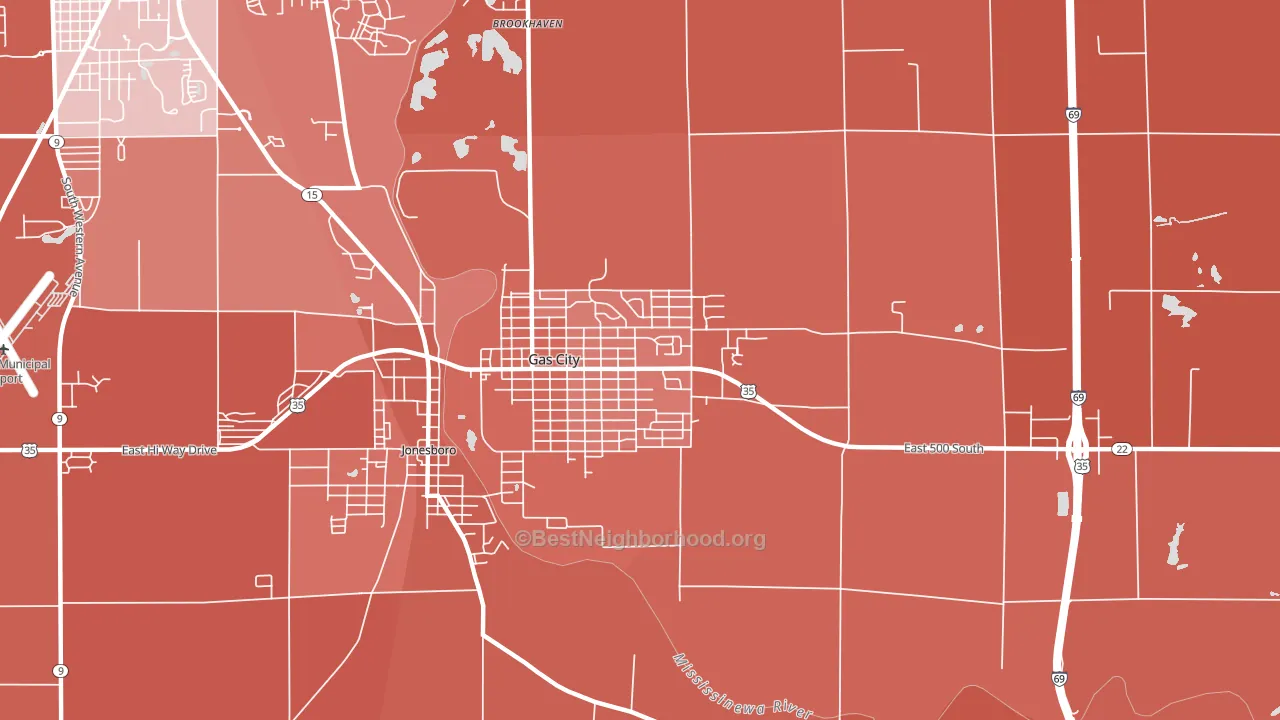 Gas City, IN block-group political-lean map