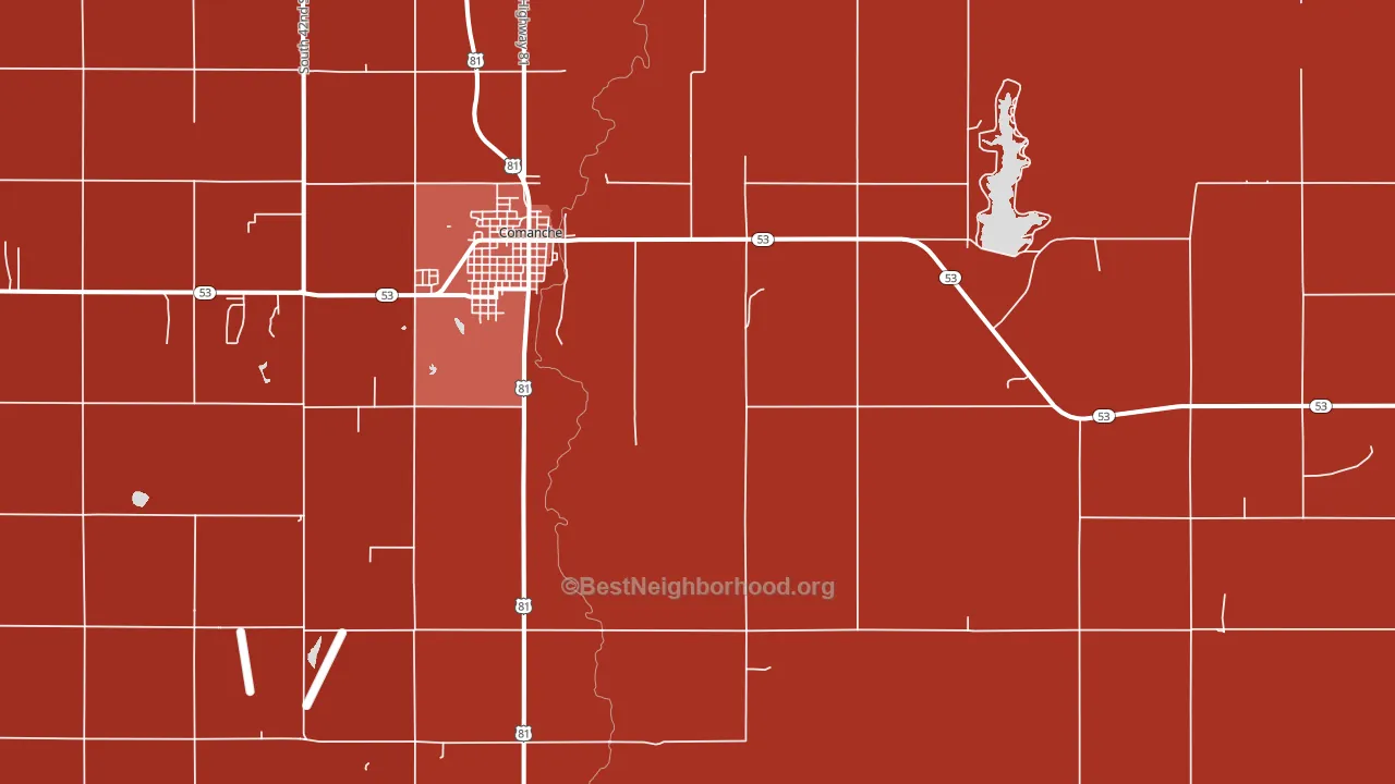Gas City, OK block-group political-lean map