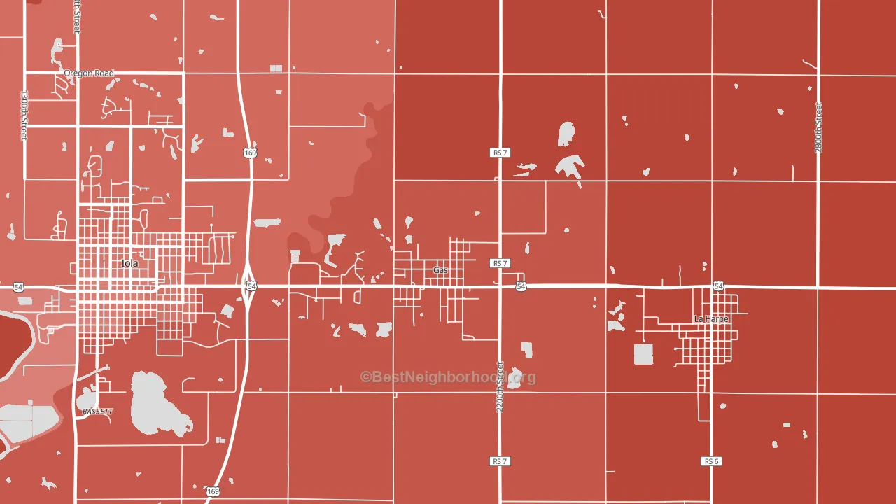 Gas, KS block-group political-lean map