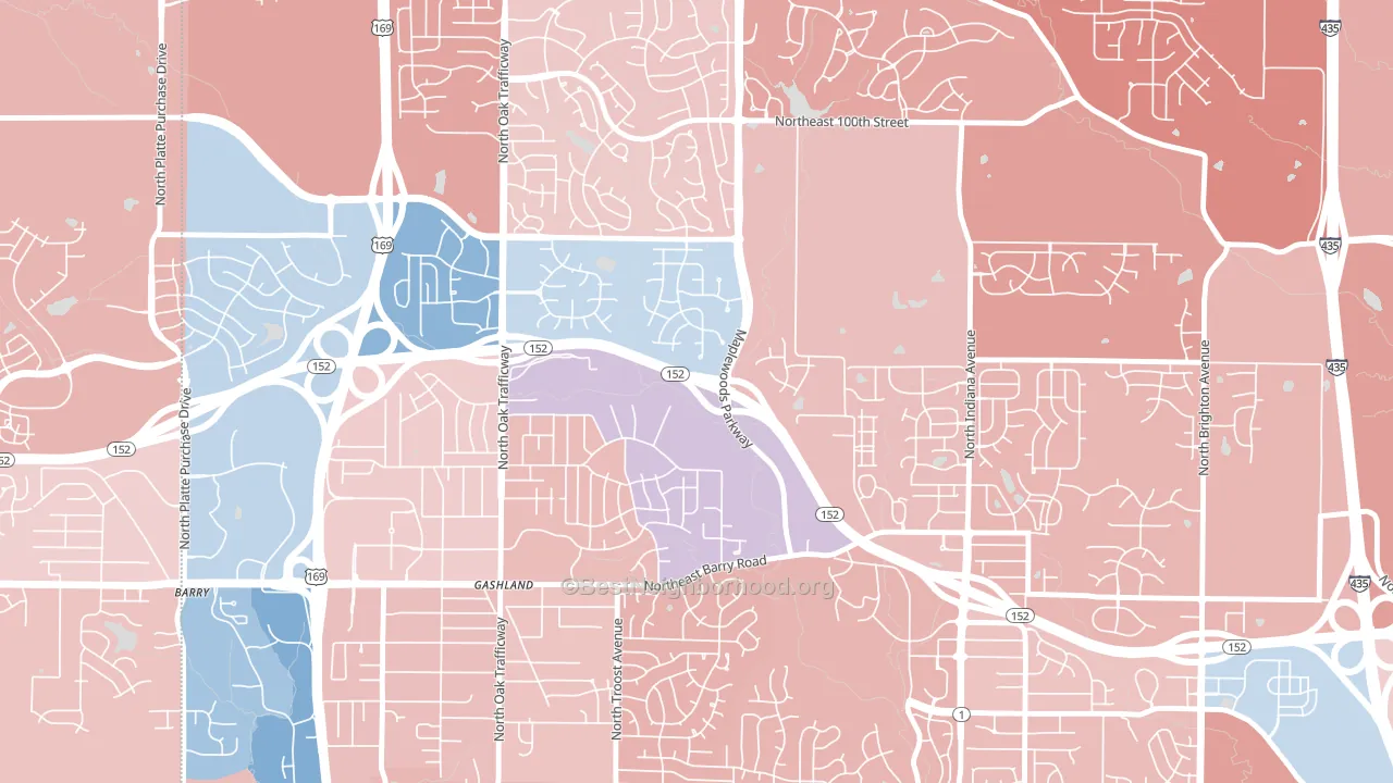 Gashland, Kansas City, MO block-group political-lean map